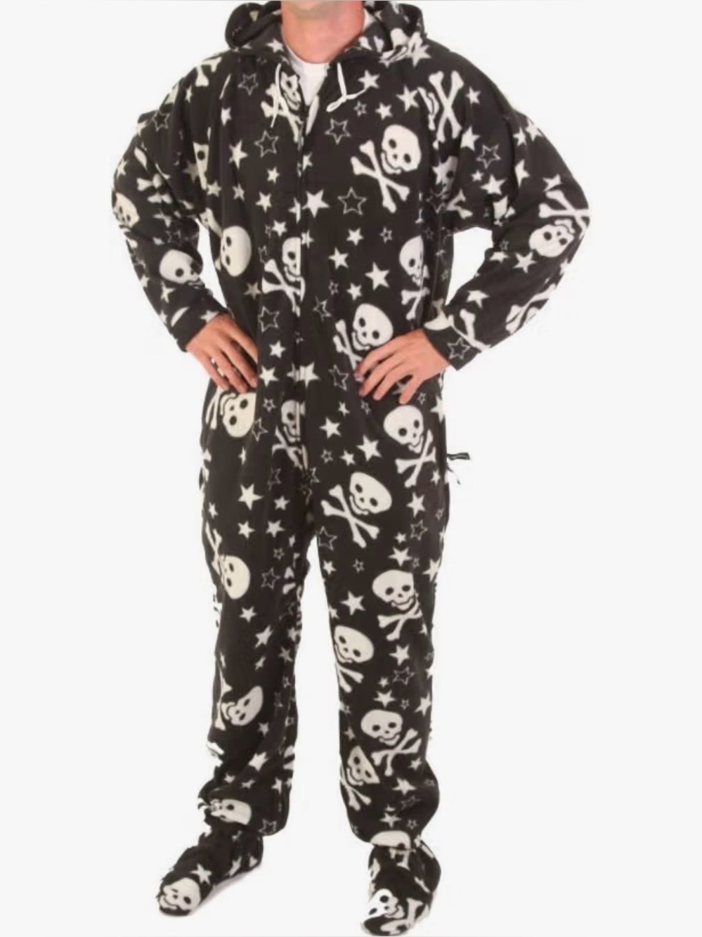 Black Skull & Crossbones Hooded Onsie